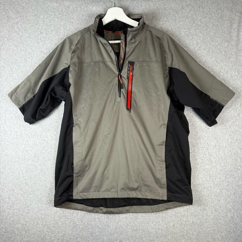 Mizuno Pro Collection Mens Size Medium Quarter Zip Athletic Shirt Black Tan